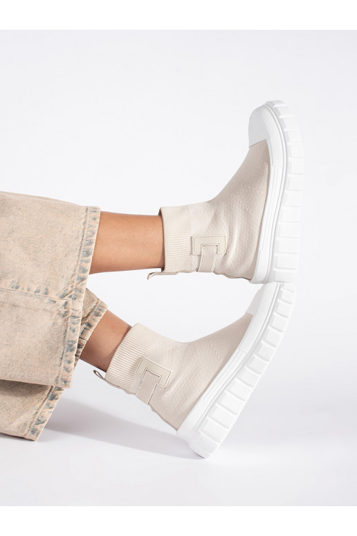 Světle béžové tenisky na vysoké platformě