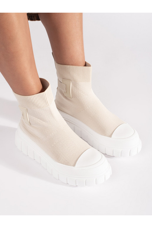 Světle béžové tenisky na vysoké platformě