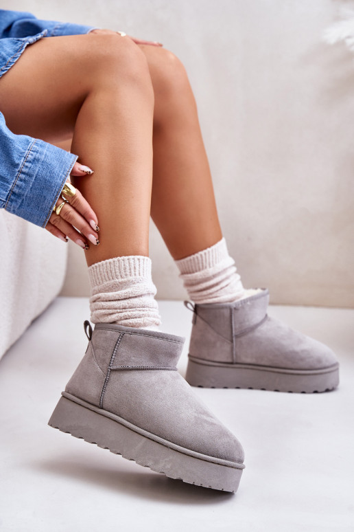 Dámské Sněhule Na Platformě Zateplené Kožíškem Šedé Xamella Dámské Sněhule Na Platformě Zateplené Kožíškem Šedé Xamella