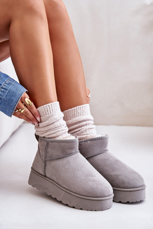 Dámské Sněhule Na Platformě Zateplené Kožíškem Šedé Xamella Dámské Sněhule Na Platformě Zateplené Kožíškem Šedé Xamella