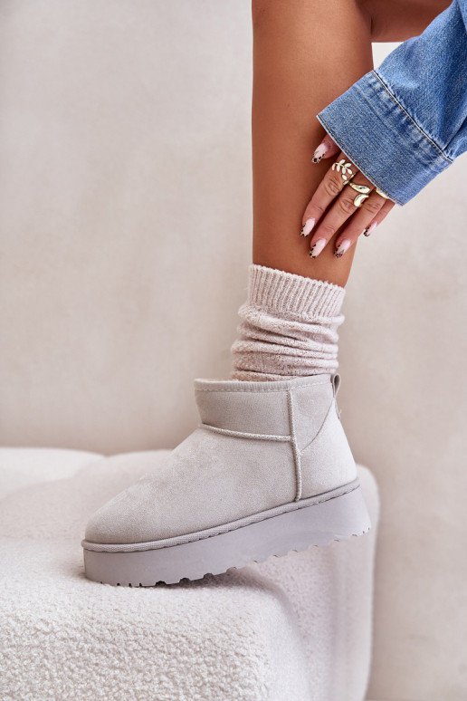 Dámské Sněhule Na Platformě Zateplené Kožíškem Světle Šedé Xamella Dámské Sněhule Na Platformě Zateplené Kožíškem Světle Šedé Xamella