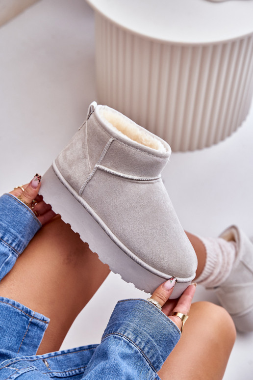 Dámské Sněhule Na Platformě Zateplené Kožíškem Světle Šedé Xamella Dámské Sněhule Na Platformě Zateplené Kožíškem Světle Šedé Xamella