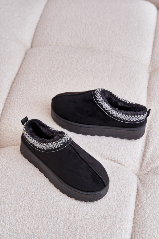 Dámské Sněhule Na Platformě Zateplené Kožíškem Černé Popruhy Dámské Sněhule Na Platformě Zateplené Kožíškem Černé Popruhy