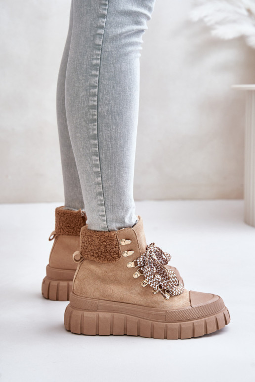 Dámské Zateplené Boty Trapery Na Platformě Hnědé Alcyhen Dámské Zateplené Boty Trapery Na Platformě Hnědé Alcyhen