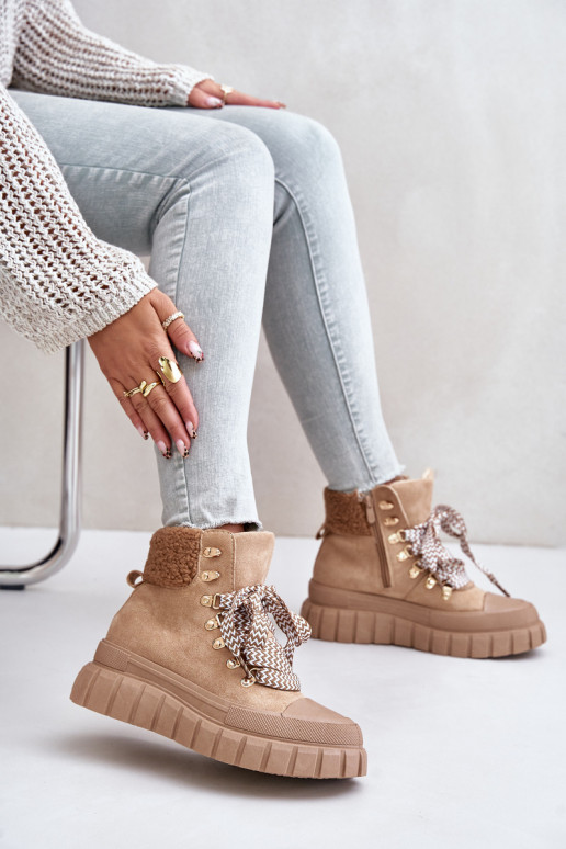 Dámské Zateplené Boty Trapery Na Platformě Hnědé Alcyhen Dámské Zateplené Boty Trapery Na Platformě Hnědé Alcyhen