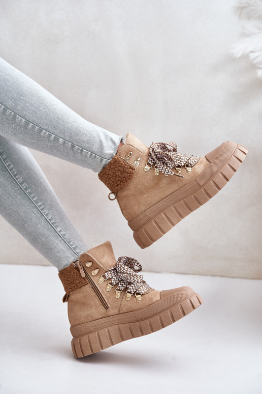 Dámské Zateplené Boty Trapery Na Platformě Hnědé Alcyhen Dámské Zateplené Boty Trapery Na Platformě Hnědé Alcyhen