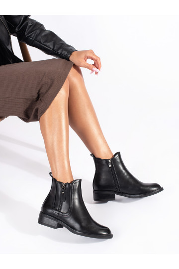 Černé dámské štibletky s ozdobným zipem 2