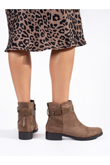 Béžové semišové dámské kotníkové boty