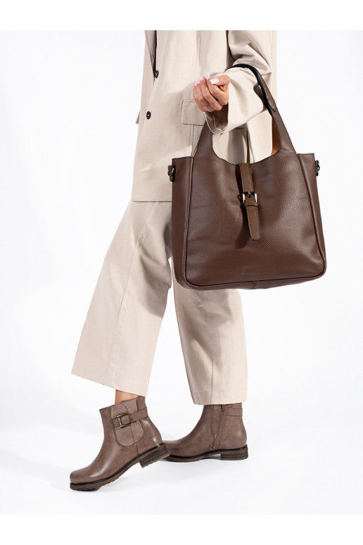 Hnědé dámské kotníkové boty na nízkém podpatku