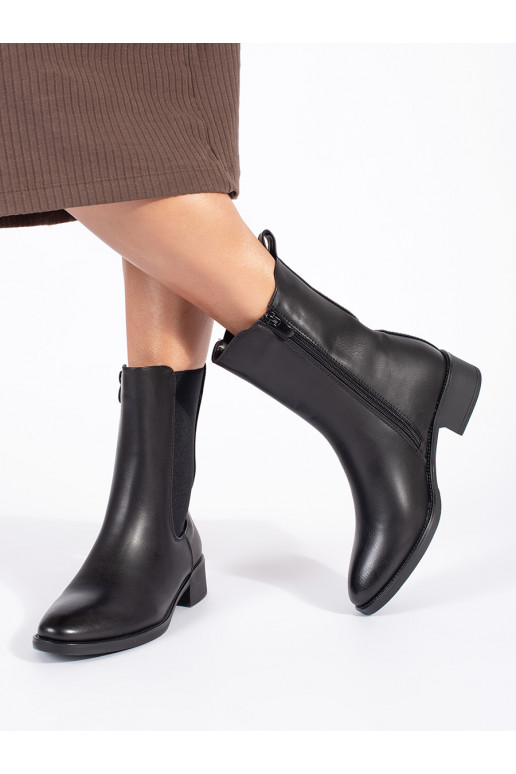 Černé dámské štibletky na nízkém sloupku