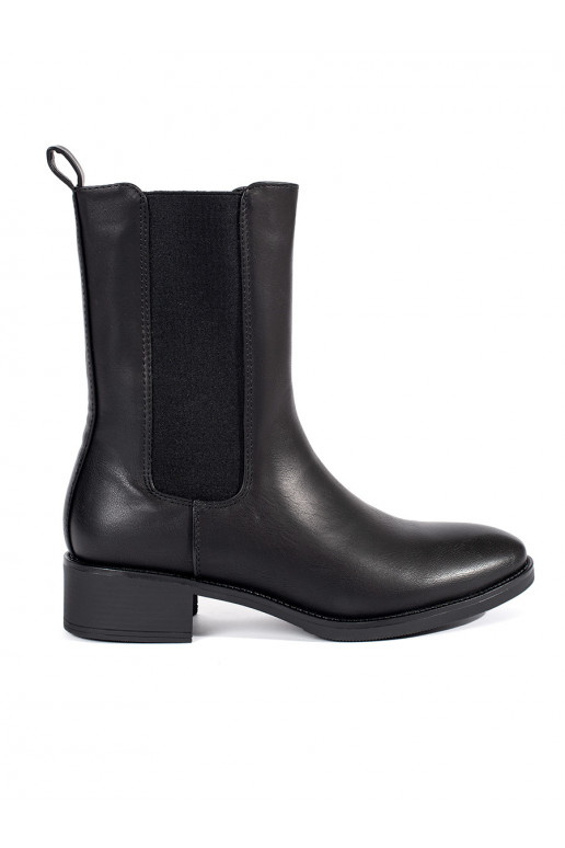 Černé dámské štibletky na nízkém sloupku