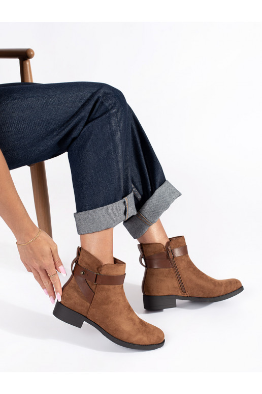 Hnědé semišové dámské kotníkové boty