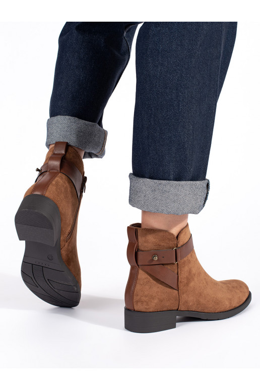 Hnědé semišové dámské kotníkové boty