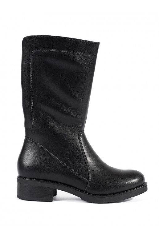 Černé dámské kožené oficírky Sergio Leone