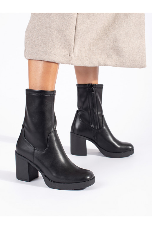 Černé dámské nízké kozačky na sloupkovém podpatku Sergio Leone Černé dámské nízké kozačky na sloupkovém podpatku Sergio Leone