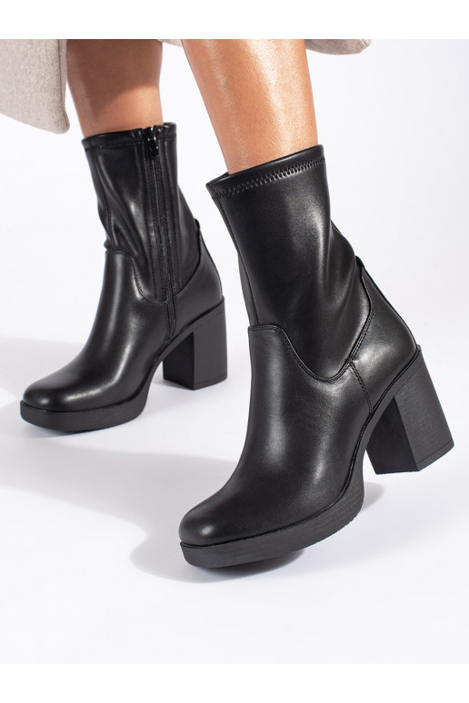 Černé dámské nízké kozačky na sloupkovém podpatku Sergio Leone Černé dámské nízké kozačky na sloupkovém podpatku Sergio Leone