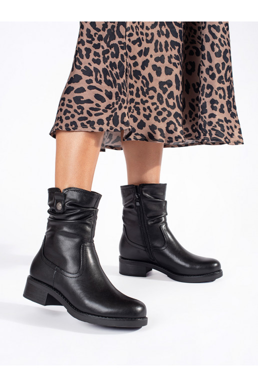 Černé kožené zateplené dámské kotníkové boty Sergio Leone