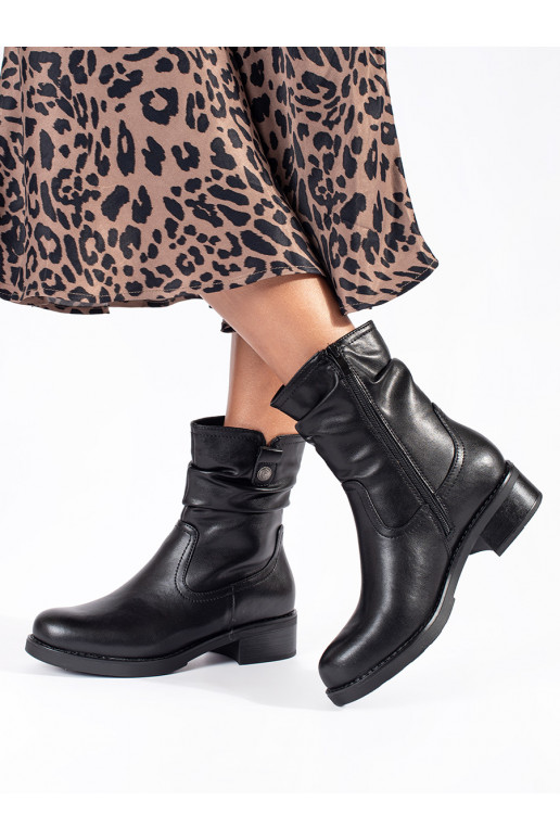 Černé kožené zateplené dámské kotníkové boty Sergio Leone