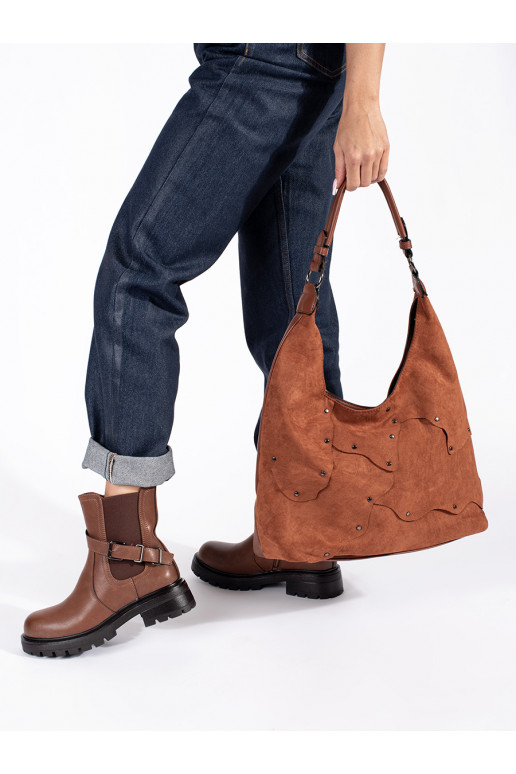 Hnědé kožené dámské štibletky na platformě Sergio Leone