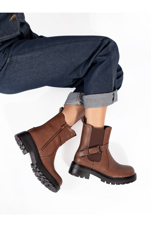 Hnědé kožené dámské štibletky na platformě Sergio Leone