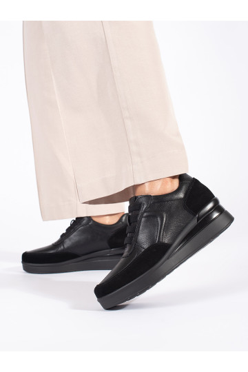 Černé kožené dámské polobotky na klínku Sergio Leone