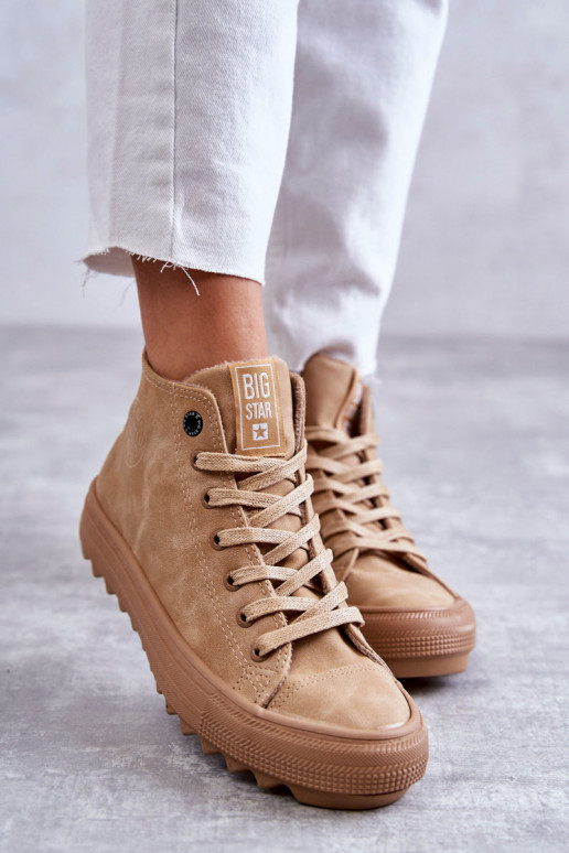 Dámské Tenisky Big Star Vysoké Zateplené Camel GG274072