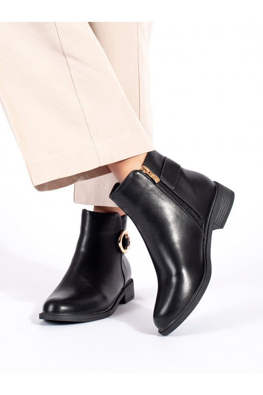 Černé klasické dámské kotníkové boty