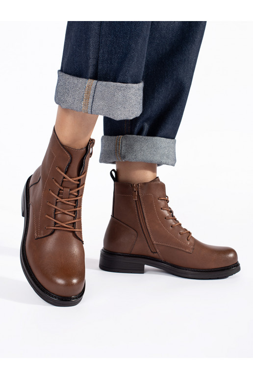 Hnědé šněrovací dámské kotníkové boty kožené Sergio Leone