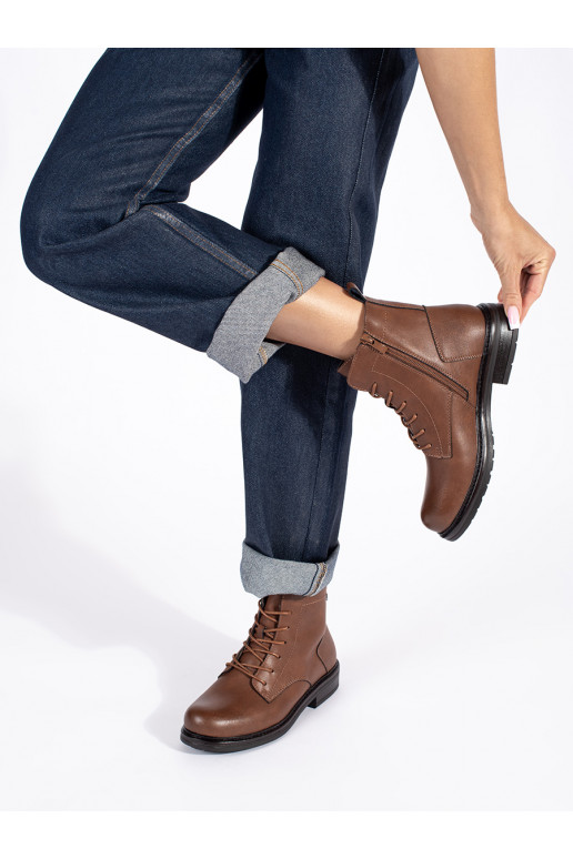 Hnědé šněrovací dámské kotníkové boty kožené Sergio Leone