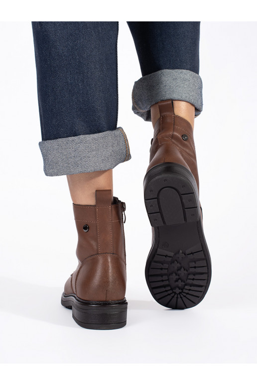 Hnědé šněrovací dámské kotníkové boty kožené Sergio Leone