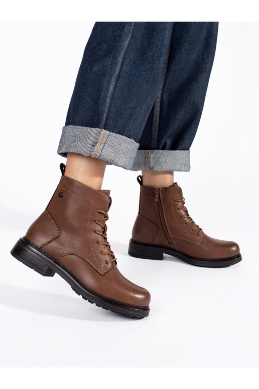 Hnědé šněrovací dámské kotníkové boty kožené Sergio Leone