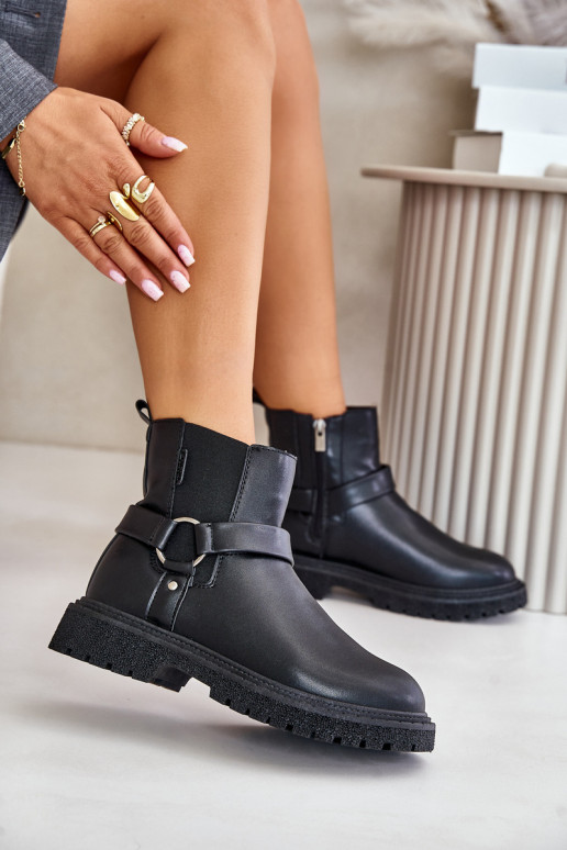 Kotníkové Boty Zateplené Na Zip Big Star OO274A128 Černé Kotníkové Boty Zateplené Na Zip Big Star OO274A128 Černé