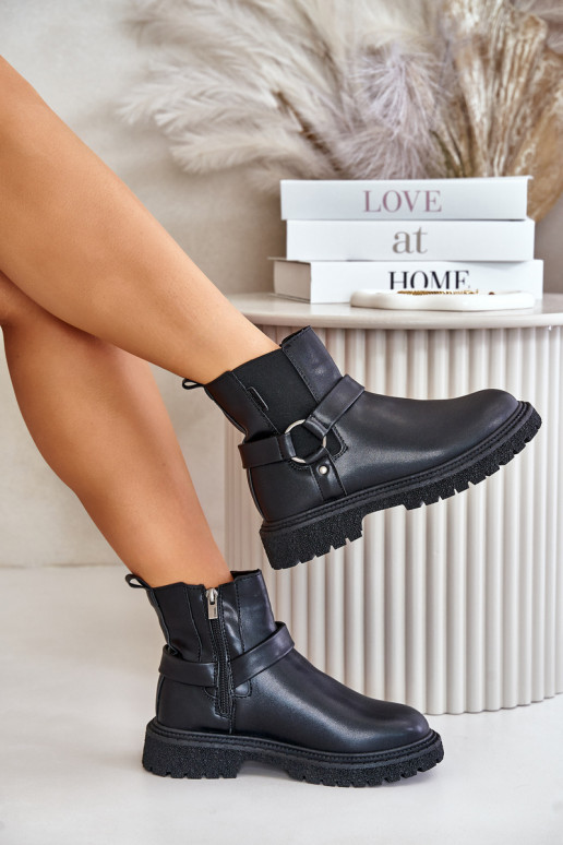 Kotníkové Boty Zateplené Na Zip Big Star OO274A128 Černé Kotníkové Boty Zateplené Na Zip Big Star OO274A128 Černé