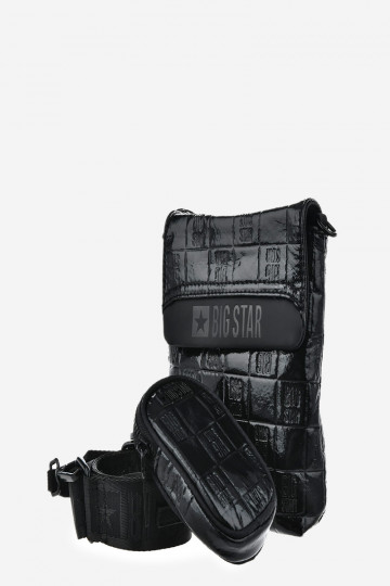 Eko Kožená Lakovaná Kabelka Taštička Big Star OO574144 Černá 2