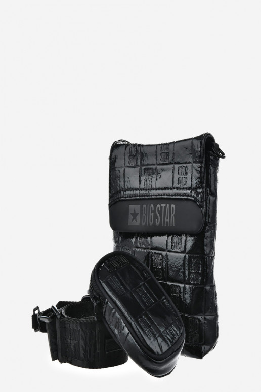 Eko Kožená Lakovaná Kabelka Taštička Big Star OO574144 Černá