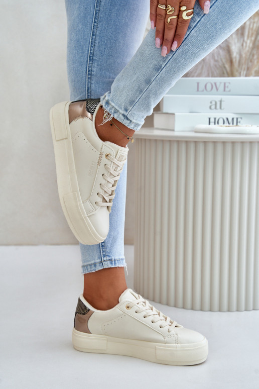 Zateplené dámské tenisky na platformě Big Star OO274A454 béžové Zateplené dámské tenisky na platformě Big Star OO274A454 béžové