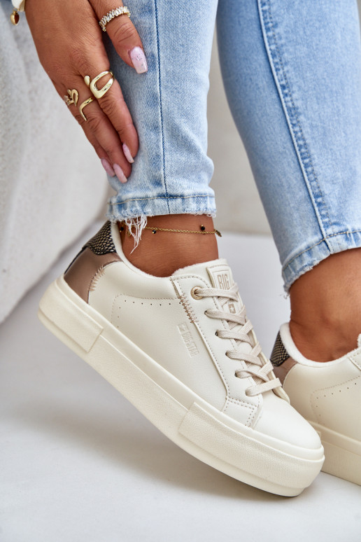 Zateplené dámské tenisky na platformě Big Star OO274A454 béžové Zateplené dámské tenisky na platformě Big Star OO274A454 béžové