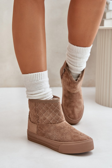 Sněhové boty na zip zateplené kožešinou Big Star OO274A524 Béžové