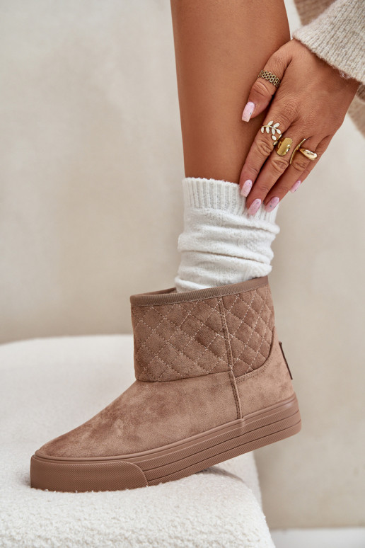 Sněhové boty na zip zateplené kožešinou Big Star OO274A524 Béžové Sněhové boty na zip zateplené kožešinou Big Star OO274A524 Béžové