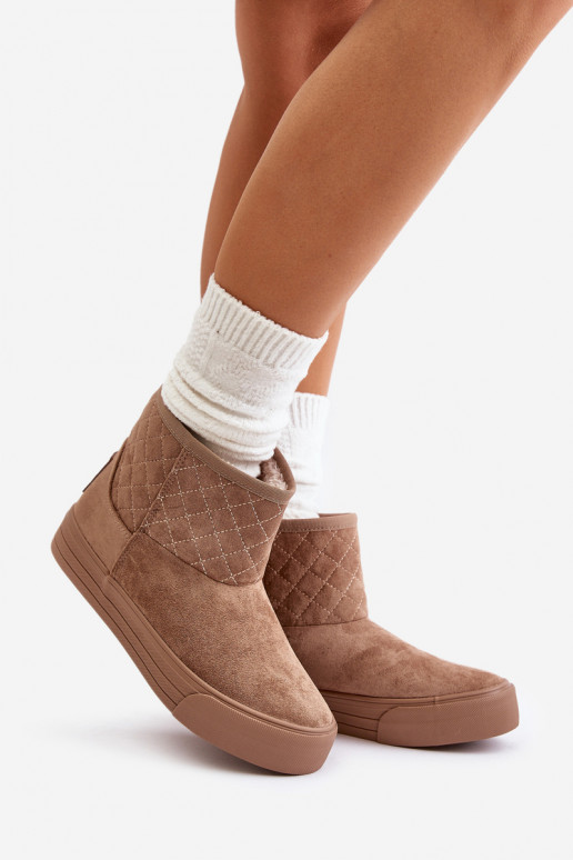 Sněhové boty na zip zateplené kožešinou Big Star OO274A524 Béžové Sněhové boty na zip zateplené kožešinou Big Star OO274A524 Béžové