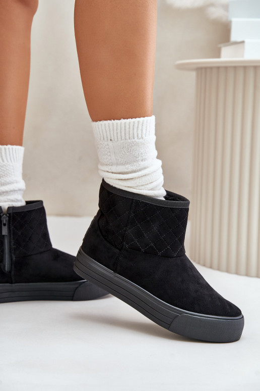 Sněžné boty na zip s kožešinovou podšívkou Big Star OO274A522 černé Sněžné boty na zip s kožešinovou podšívkou Big Star OO274A522 černé