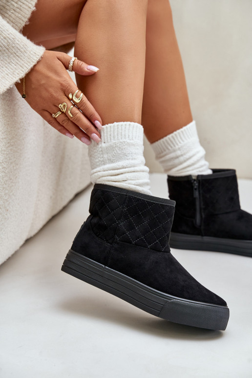 Sněžné boty na zip s kožešinovou podšívkou Big Star OO274A522 černé Sněžné boty na zip s kožešinovou podšívkou Big Star OO274A522 černé