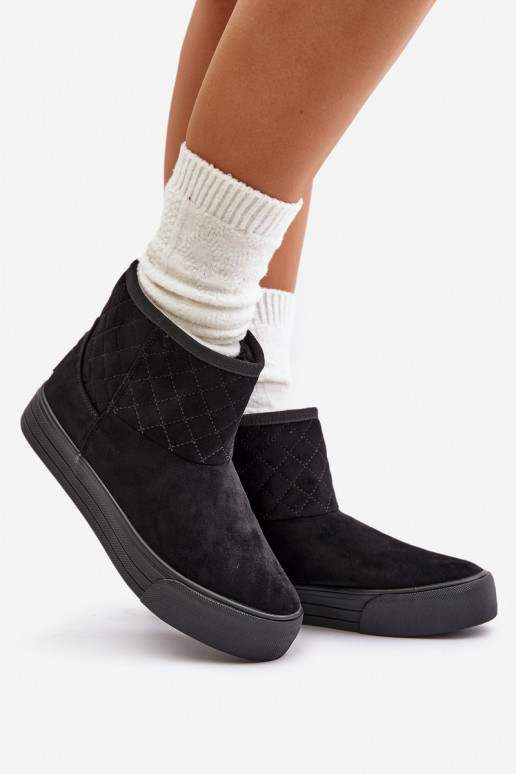 Sněžné boty na zip s kožešinovou podšívkou Big Star OO274A522 černé Sněžné boty na zip s kožešinovou podšívkou Big Star OO274A522 černé