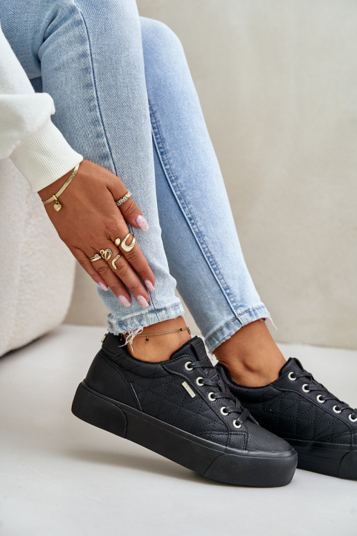 Dámské tenisky na platformě zateplené Big Star OO274A465 Černé Dámské tenisky na platformě zateplené Big Star OO274A465 Černé