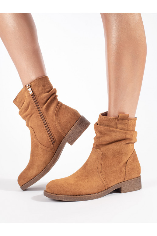 Hnědé dámské kotníkové boty kovbojky