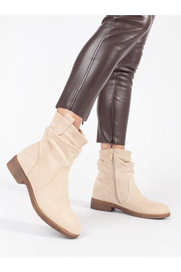 Béžové dámské kotníkové boty kovbojky 2