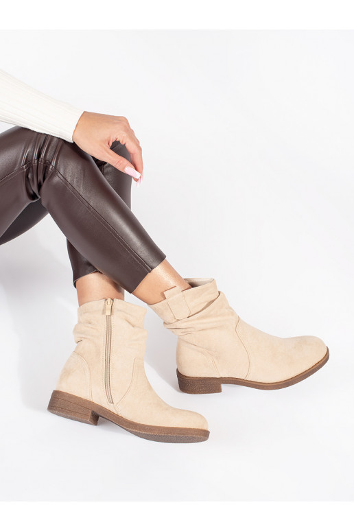 Béžové dámské kotníkové boty kovbojky