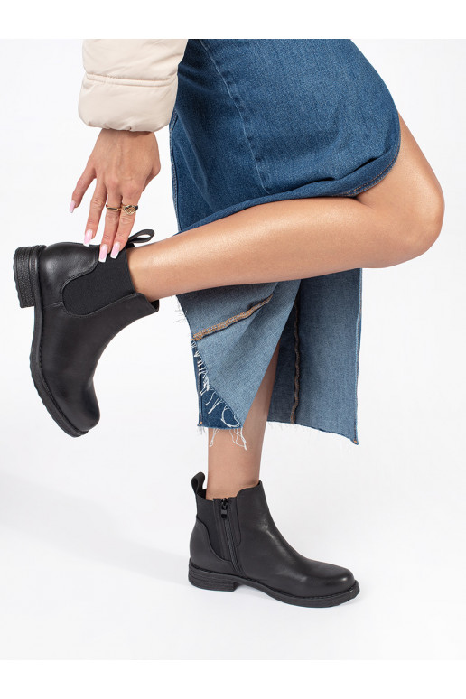 Černé ploché dámské boty štibletky