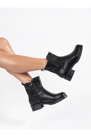 Černé kožené dámské kotníkové boty Sergio Leone