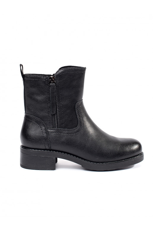 Černé kožené dámské kotníkové boty Sergio Leone